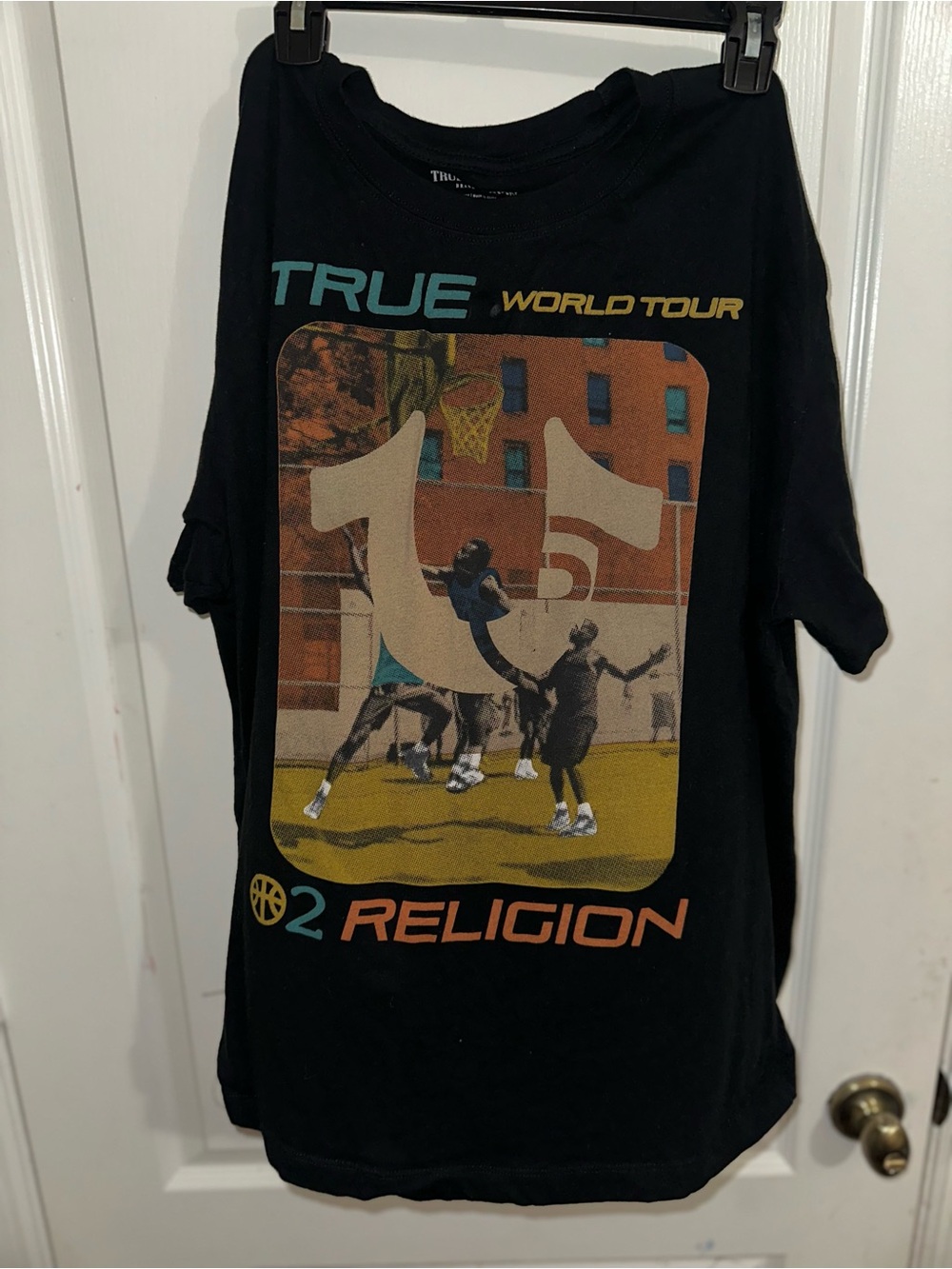 True Religion Black Graphic 'World Tour' Basketball Tee